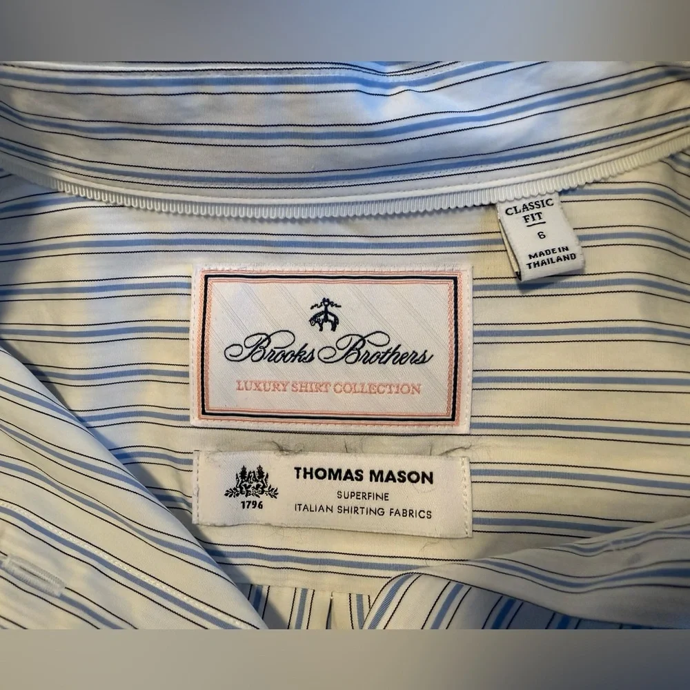 Brooks Brothers Blue and White Striped Luxury Shirt - Picture 2 of 3